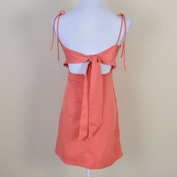 Hello Molly Tie Back Coral Mini Dress - XS - Picture 7 of 10